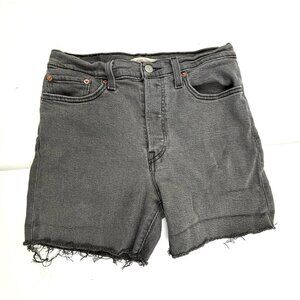 Levi's Wedgie Straight Button fly Raw Hem Women's size 30 Gray Denim jean Shorts